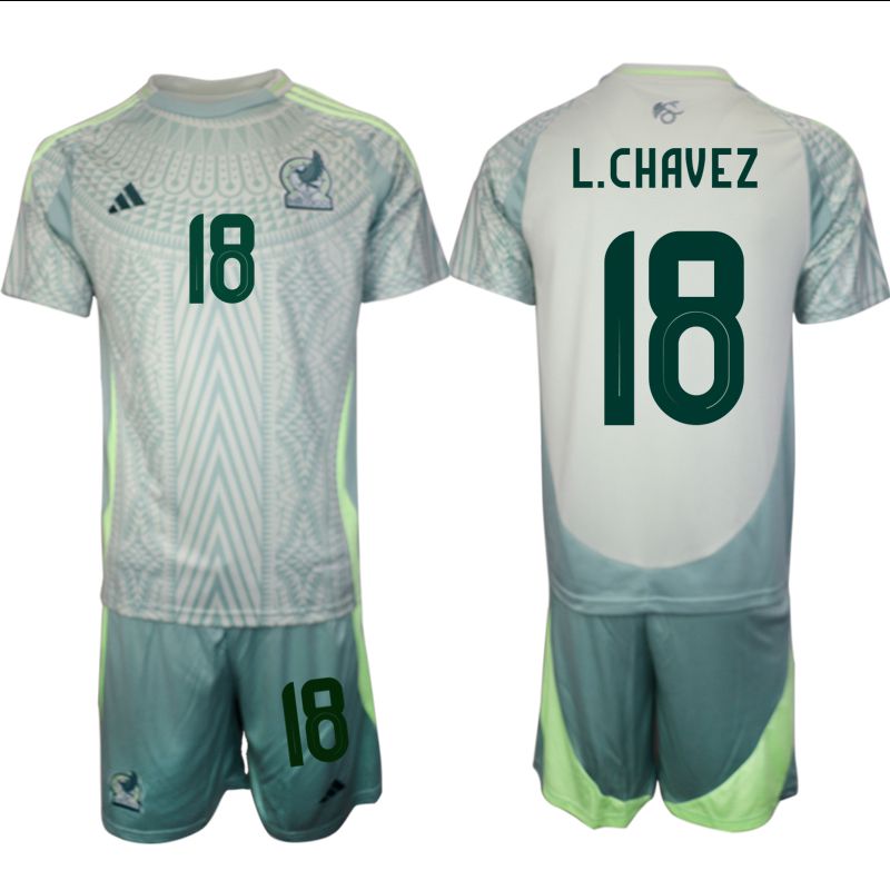 Men 2024-2025 Season Mexico away green #18 Soccer Jersey->customized soccer jersey->Custom Jersey